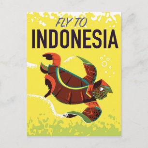 Carte Postale Impression de poster de voyage vintage d'Indonésie