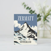 Carte Postale Impression de ski à Zermatt en Suisse (Debout devant)