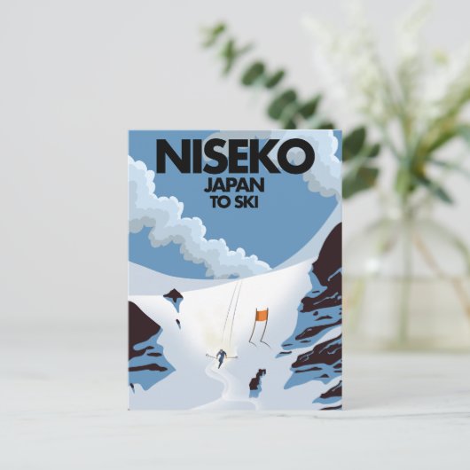 Carte Postale Impression de ski Niseko Japon (Debout devant)