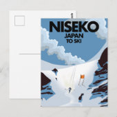 Carte Postale Impression de ski Niseko Japon (Devant / Derrière)