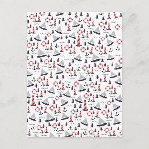 Carte Postale Impression de style vintage à motif micro nautique