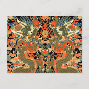 Carte Postale Impression de textile de dragon chinois vintage Ar