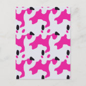 Carte Postale Impression de vache rose et noire (Devant)