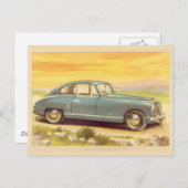 Carte Postale Impression de voiture bleue vintage (Devant / Derrière)