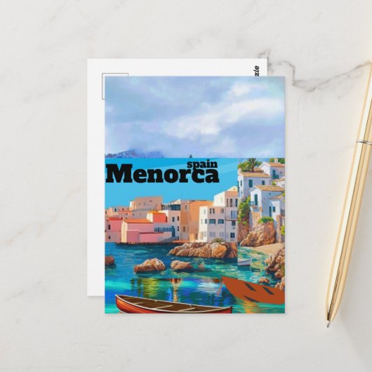 Carte Postale Impression de voyage à Minorque - Espagne, impress (Devant/Arrière en situation)