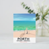 Carte Postale Impression de voyage de château de sable de Porth (Debout devant)