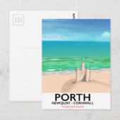 Carte Postale Impression de voyage de château de sable de Porth (Devant / Derrière)