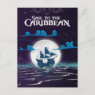 Carte Postale Impression de voyage de dessin animé de pirate des