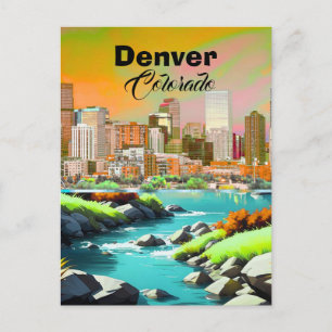 Carte Postale Impression de voyage de la ville de Denver Colorad