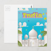 Carte Postale Impression de voyage en Inde dessin animé. (Devant / Derrière)