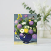 Carte Postale Impression du vase de fleurs de couleur douce (Debout devant)