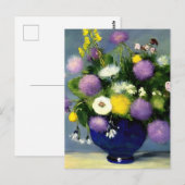 Carte Postale Impression du vase de fleurs de couleur douce (Devant / Derrière)