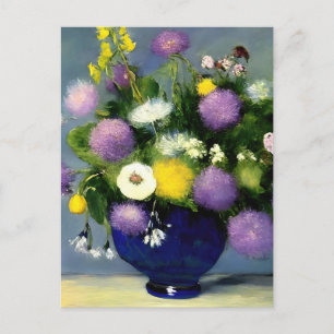 Carte Postale Impression du vase de fleurs de couleur douce
