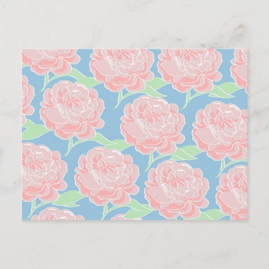 Carte Postale Impression florale assez Girly de rose en pastel (Devant)
