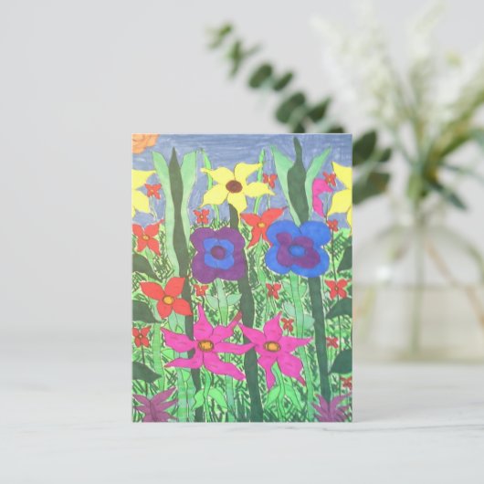 Carte Postale Impression florale bohème (Debout devant)