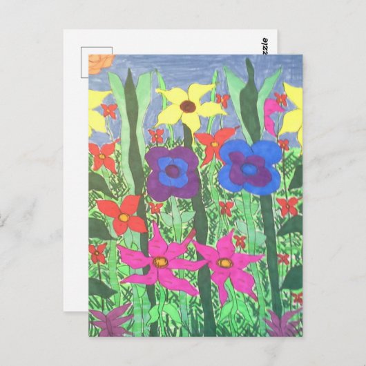 Carte Postale Impression florale bohème (Devant / Derrière)