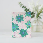 Carte Postale Impression florale Festive Vert Mint (Debout devant)