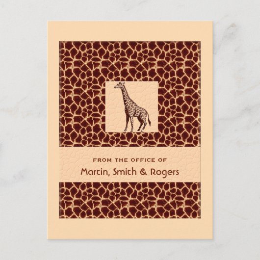 Carte Postale Impression Giraffe Entreprise personnalisée (Devant)