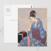 Carte Postale Impression japonaise de la femme à coudre (Devant / Derrière)