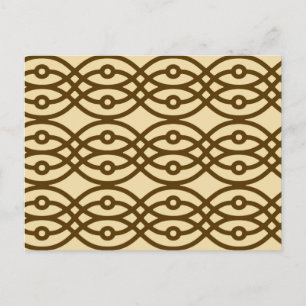 Carte Postale Impression kimono, brun chocolat et beige