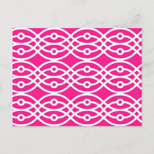 Carte Postale Impression kimono, rose fuchsia et blanc (Devant)