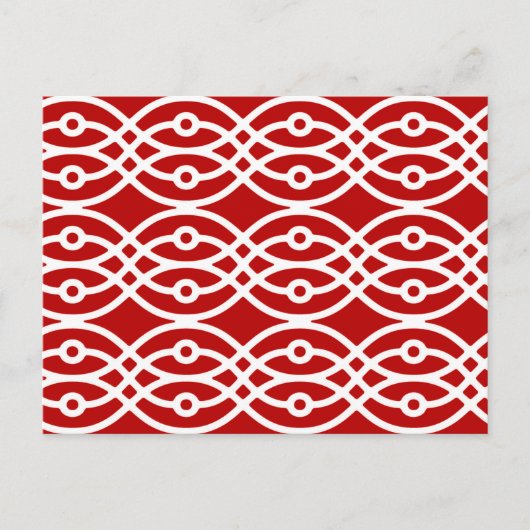 Carte Postale Impression kimono, rouge foncé et blanc (Devant)