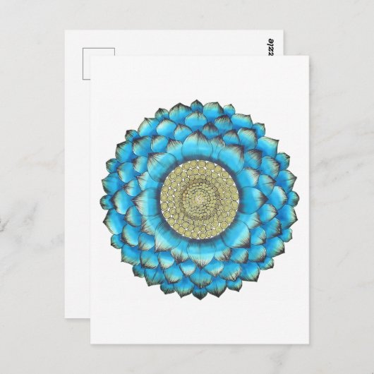 Carte Postale Impression manuscrite Mandala (Devant / Derrière)