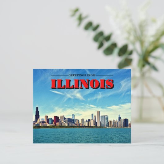 Carte Postale Impression Skyline Illinois Chicago (Debout devant)