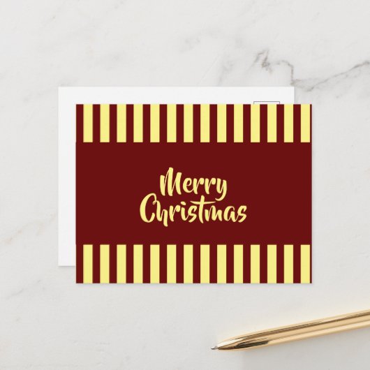 Carte Postale Impression triée Joyeux texte jaune de Noël (Devant/Arrière en situation)