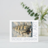 Carte Postale Impressionist Tall Ship at Sea Nautical Art (Debout devant)