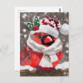 Carte Postale Impressionniste Cardinal Bird Scarf & Casquette en (Devant / Derrière)