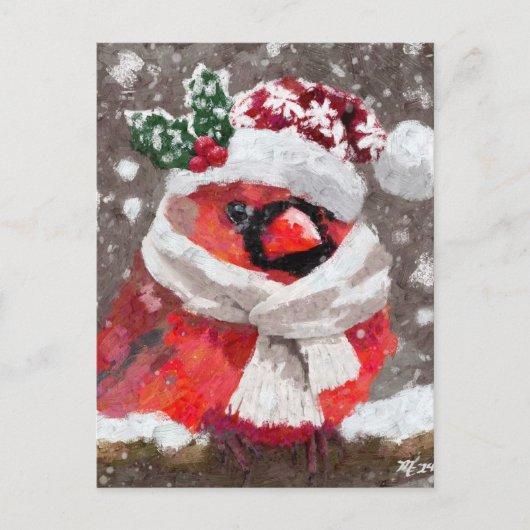 Carte Postale Impressionniste Cardinal Bird Scarf & Casquette en (Devant)