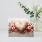 Carte Postale Impressionniste Coeur & Fleurs Valentine (Debout devant)