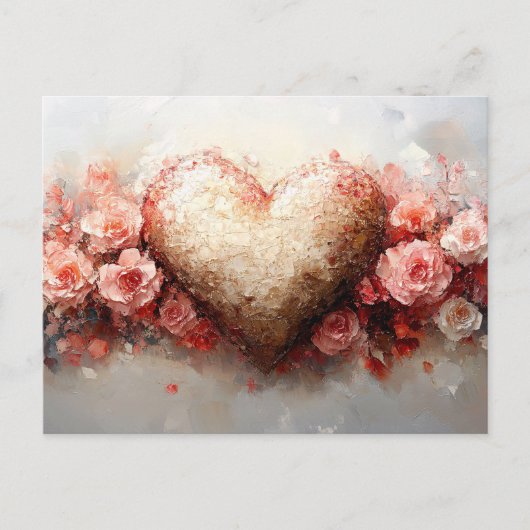 Carte Postale Impressionniste Coeur & Fleurs Valentine (Devant)