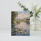 Carte Postale Impressionniste Lily Pads Willow Tree (Debout devant)