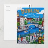 Carte Postale Imprimable Dublin Irlande Travel Art Vintage (Devant / Derrière)