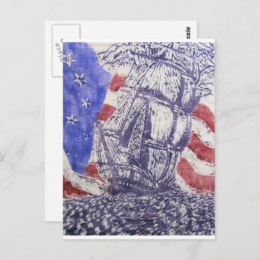 Carte Postale imprimé en bois de fer ancien (Devant / Derrière)