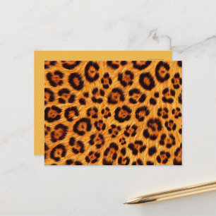 Carte Postale Imprimé léopard sauvage or orange ambre aspect fou