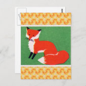 Carte Postale Imprimé Red Fox vintage (Devant / Derrière)