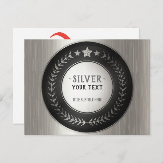 Carte Postale IMPRIMER do-it-yourself MÉDAILLE ARGENT AJOUTER VO (Devant / Derrière)