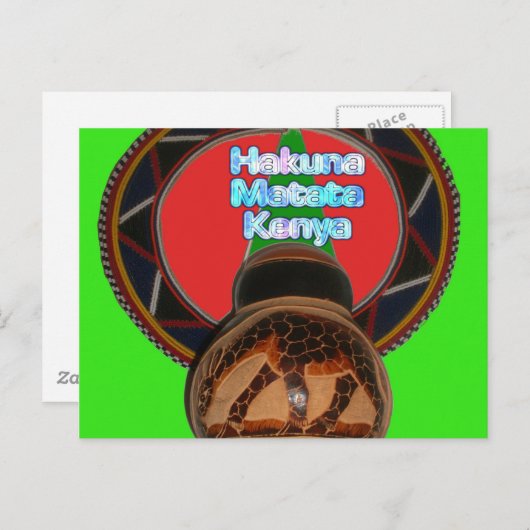 Carte Postale Imprimer Hakuna Matata Kenya Art (Devant / Derrière)