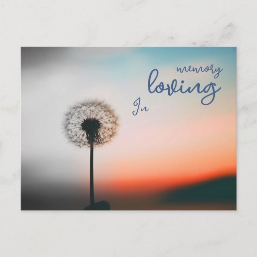 Carte postale "In loving memory" avec fleur de pis (Devant)