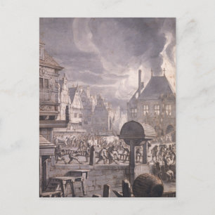 Carte Postale Incendie à l'hôtel de ville d'Amsterdam