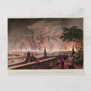 Carte Postale Incendie à Moscou, septembre 1812. gravée par