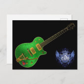 Carte postale inclinée de guitare verte CDO  (Devant / Derrière)