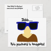 Carte postale Incognito Mustache & Lunettes (Devant / Derrière)