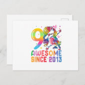 Carte Postale Incroyable 9 Ans Depuis 2013 Licorne Dabbing (Devant / Derrière)