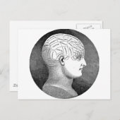 Carte Postale Incroyable diagramme de tête de phrénologie d'art (Devant / Derrière)