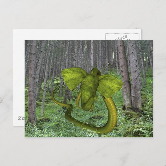 Carte Postale Incroyable éléphant Python (Devant / Derrière)