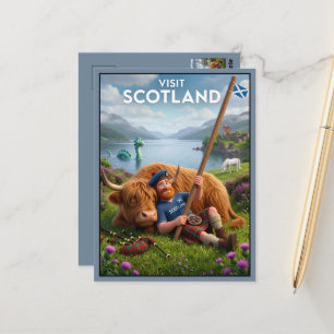 Carte Postale Incroyable Visit Scotland 3D Nessie, Licorne